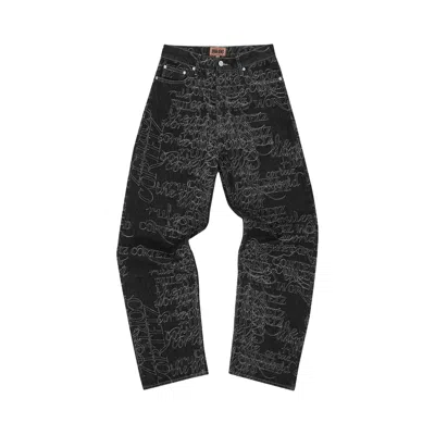 Pre-owned Corteiz Handwritten Denim Baggy Jeans 'black' | Men's Size 40