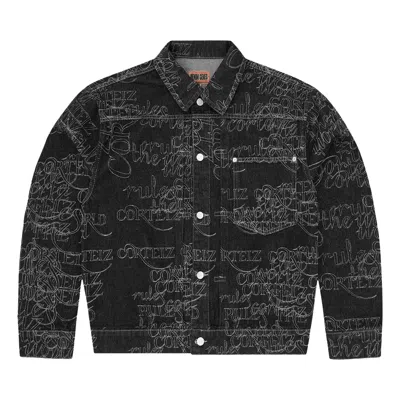 Pre-owned Corteiz Handwritten Denim Trucker 'black' | Men's Size L
