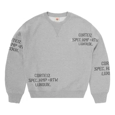 Pre-owned Corteiz Hmp Stencil Crewneck 'light Heather' | Grey | Men's Size L In Gray