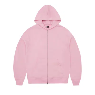 Pre-owned Corteiz Hybrid Jacquard Knit Alcatraz Zip Hoodie 'pink' | Men's Size M