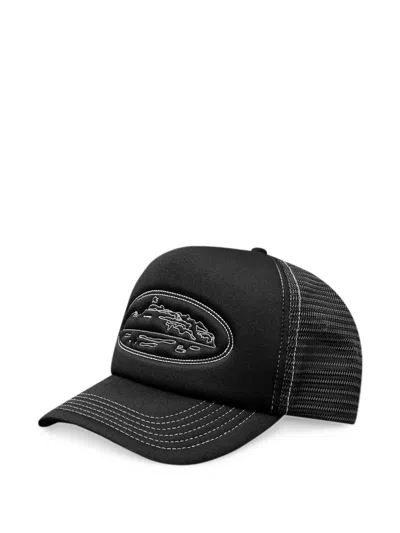 Corteiz Island Outline Trucker Hat In Black