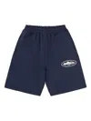 Corteiz Island Puff-print Cotton Shorts In Blue