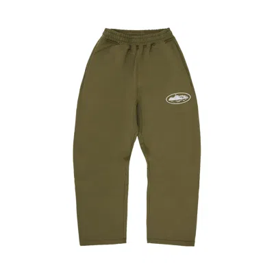 Pre-owned Corteiz Island Puff Print Open Hem Sweatpant 'olive' | Green | Men's Size Xxl
