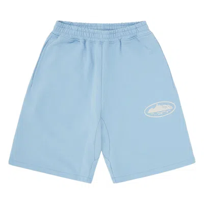 Pre-owned Corteiz Island Puff Print Sweatshort 'baby Blue' | Men's Size Xxl