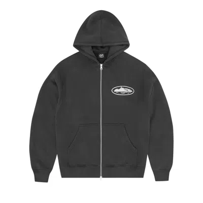 Pre-owned Corteiz Island Puff Print Zip Hoodie 'black' | Men's Size M