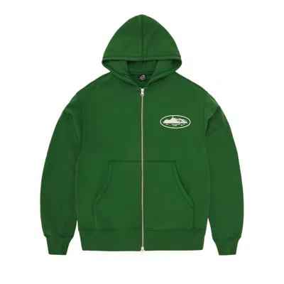 Pre-owned Corteiz Island Puff Print Zip Hoodie 'green' | Men's Size L