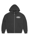 Corteiz Island Puff-print Zip-up Hoodie In Black