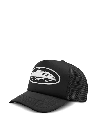Corteiz Island Puff-print Trucker Hat In Black
