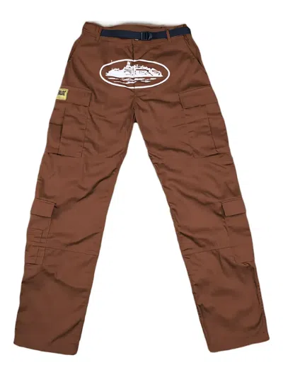 Corteiz Logo-detail Cargo Trousers In Brown
