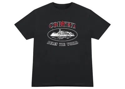 Pre-owned Corteiz Men's  5 Starz Alcatraz Tee Shirt In Black