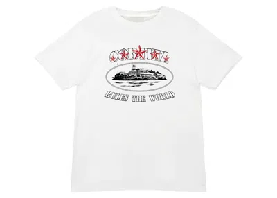 Pre-owned Corteiz Men's  5 Starz Alcatraz Tee Shirt In White