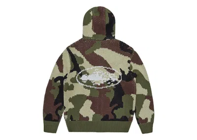 Pre-owned Corteiz Men's  Alcatraz Heavy Knit Zip Hoodie In Camo