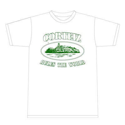 Pre-owned Corteiz Men's  Alcatraz Tee Shirt In White/green In Multi