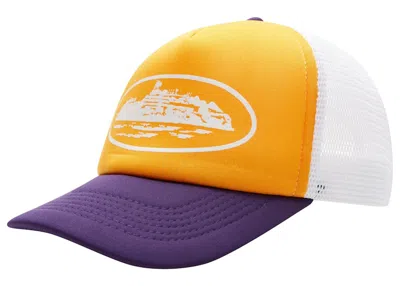 Pre-owned Corteiz Men's  Alcatraz Trucker Hat In Yellow/purple
