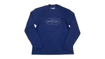 Pre-owned Corteiz Men's  Alcatraz Waffle Long Sleeve Tee Shirt In Navy Blue