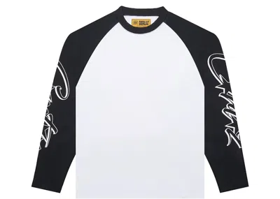 Pre-owned Corteiz Men's  Allstarz Raglan Long Sleeve Tee Shirt In White/black