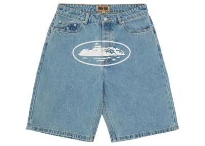 Pre-owned Corteiz Men's  Baggy Denim Shorts In Stonewash