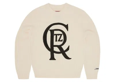 Pre-owned Corteiz Men's  Crest Knit Sweater In Off White