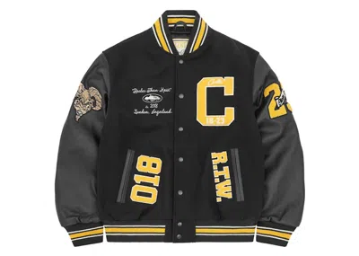 Pre-owned Corteiz Men's  Crtz Goat Varsity Jacket In Black