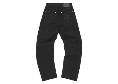 Pre-owned Corteiz Men's  Cstar Stitchdown Jeans In Triple Black