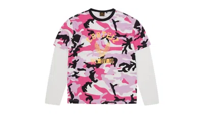 Pre-owned Corteiz Men's  Eagle Camo Thermal Long Sleeve Top In Pink