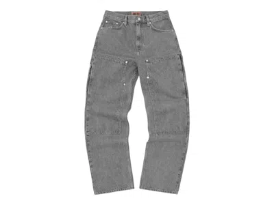 Pre-owned Corteiz Men's  Embossed Cstar Denim Work Pant In Grey In Gray