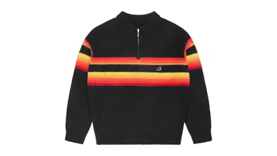 Pre-owned Corteiz Men's  Gradient Half Knit Zip Pullover In Black
