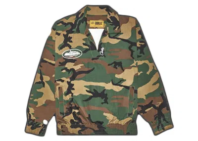 Pre-owned Corteiz Men's  Guerillaz* Drilltop In Woodland Camo In Multi
