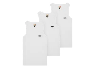 Pre-owned Corteiz Men's  Hmp Essentials Tank Top (3 Pack) In White