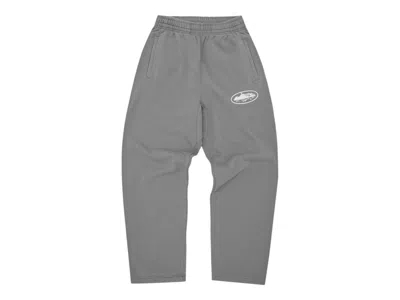 Pre-owned Corteiz Men's  Island Puff Print Open Hem Pant In Gully Grey In Gray