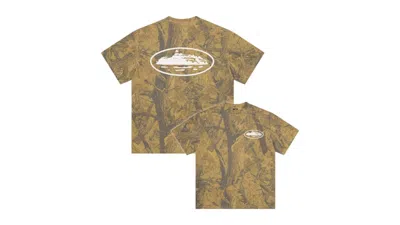 Pre-owned Corteiz Men's  Island Puff Print Tee Shirt In Forest Camo In Green