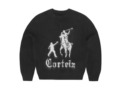Pre-owned Corteiz Men's  Jackin Knit Sweater In Black