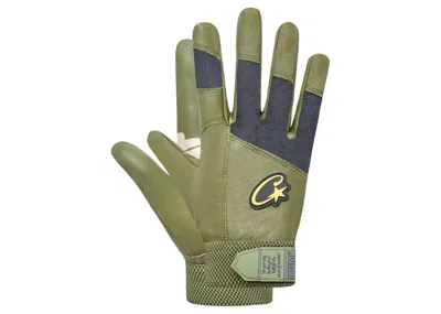 Pre-owned Corteiz Men's  Leather Gloves In Gutta Green