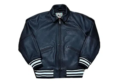 Pre-owned Corteiz Men's  Leather Jacket In Black