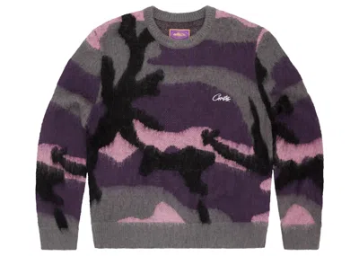 Pre-owned Corteiz Men's  Mohair Knit Sweater In Sakura Camo