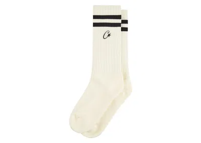 Pre-owned Corteiz Men's  Patch Socks In White/black