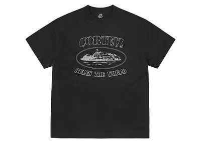 Pre-owned Corteiz Men's  Reflective Alcatraz Tee Shirt In Triple Black
