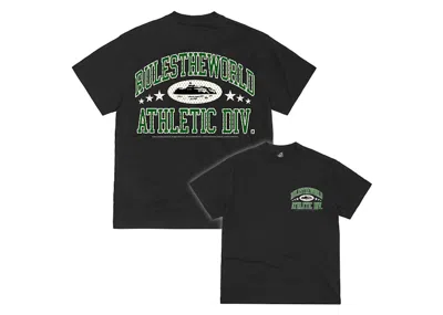 Pre-owned Corteiz Men's  Rtw Athletic Division Tee Shirt In Black/green