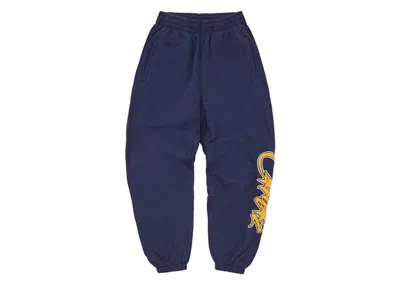Pre-owned Corteiz Men's  Satin Applique Allstarz Joggers In Navy Blue