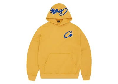Pre-owned Corteiz Men's  Satin C Star Appliqué Hoodie In Mustard