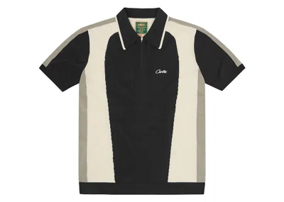 Pre-owned Corteiz Men's  Soprano Knit Polo Shirt In Black