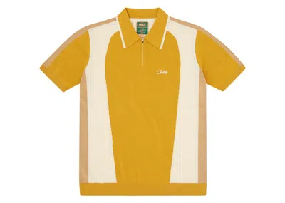 Pre-owned Corteiz Men's  Soprano Knit Polo Shirt In Mustard