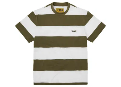Pre-owned Corteiz Men's  Striped Tee Shirt In Taupe In Brown