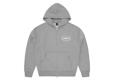 Pre-owned Corteiz Men's  Superior Royale Zip Hoodie In Heather Grey In Gray