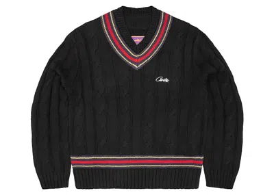 Pre-owned Corteiz Men's  Wimbledon Knit Sweater In Black