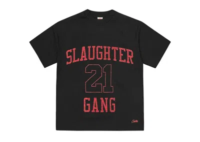 Pre-owned Corteiz Men's  X Slaughter Gang 21 Savage Mesh T-shirt In Black
