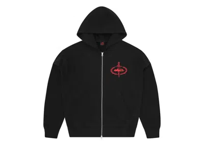 Pre-owned Corteiz Men's  X Slaughter Gang 21 Savage Zip Up Hoodie In Black