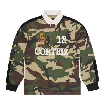 Pre-owned Corteiz Panelled Rugby 'woodland Camo' | Green | Men's Size M