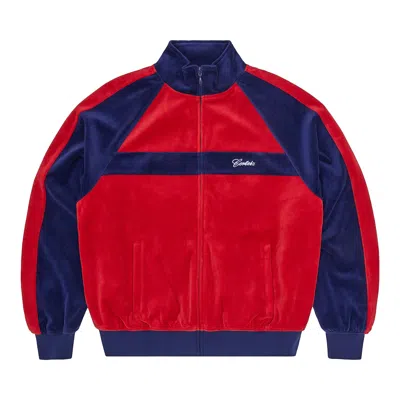 Pre-owned Corteiz Pista Velour Track Jacket 'navy/red' | Blue | Men's Size M