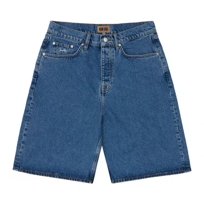 Pre-owned Corteiz Royale Lazer Denim Short 'washed Blue' | Men's Size 36